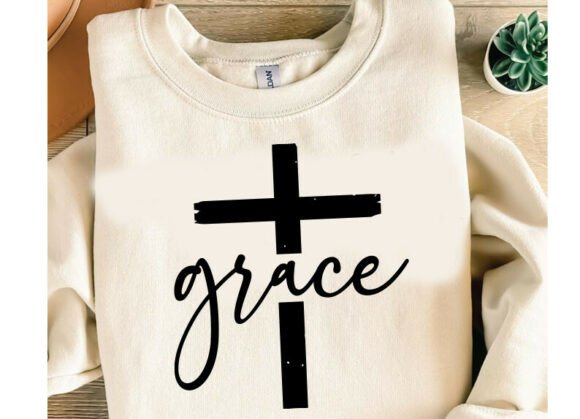 Elegant Grace Christian PNG Cross Design for T-Shirt Designs