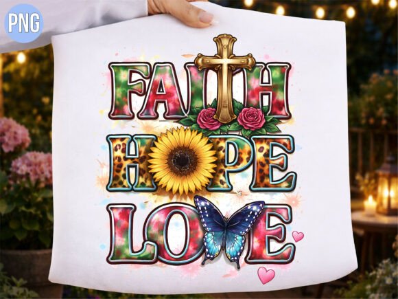 Faith Hope Love Christian Cross PNG for T-Shirt Designs
