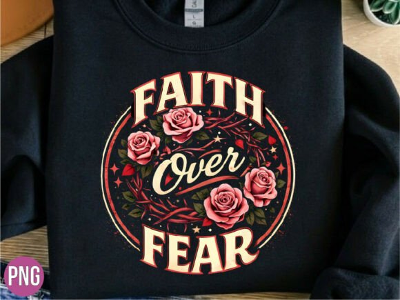 Faith over Fear Christian Rose PNG Shirt: T-Shirt Designs