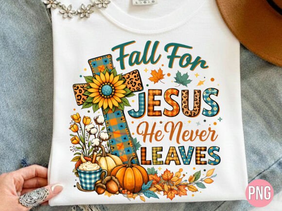 Fall for Jesus He Never Leaves Cross PNG