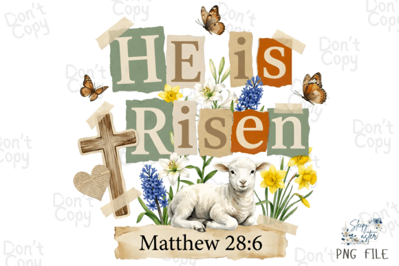 He is Risen, Christian Flower Easter PNG T-Shirt Designs
