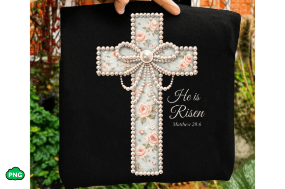 He is Risen Easter PNG, Christian Cross T-Shirt Designs