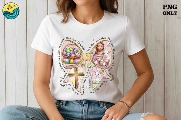 He is Risen PNG: Easter Bow T-Shirt Designs