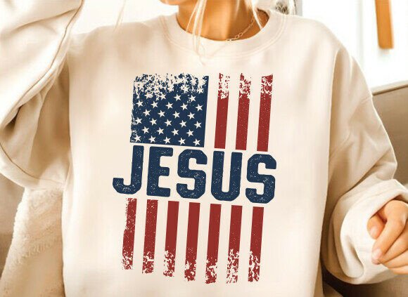 Jesus American Flag PNG, Retro Patriotic