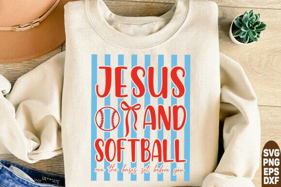 Jesus and Softball PNG, Trendy Christian T-Shirt Designs