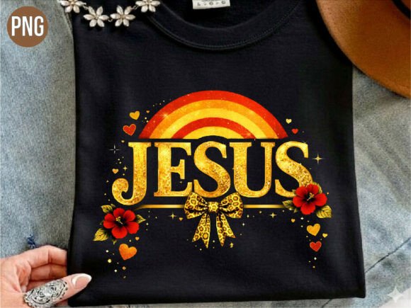 Jesus Christian Faith Retro Rainbow PNG
