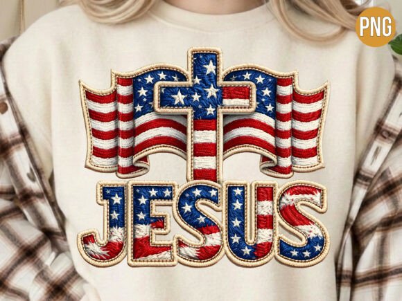 Jesus Patriotic American Flag Cross PNG for T-Shirt Designs