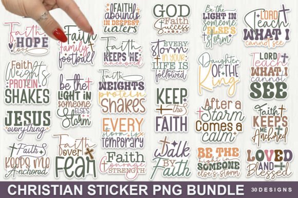 Retro Christian Sticker PNG Bundle for T-Shirt Designs