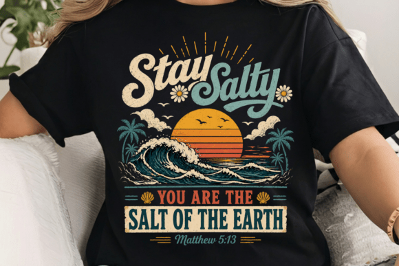 Stay Salty Christian Beach Design PNG for T-Shirt Designs