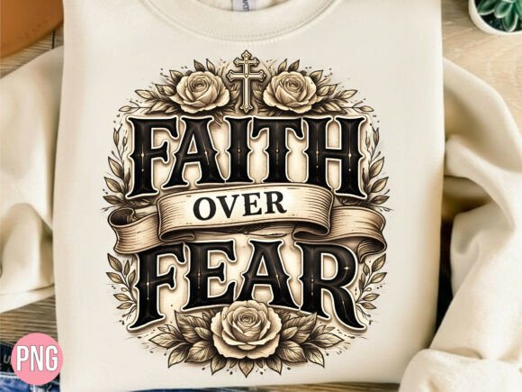Vintage Faith over Fear Christian PNG T-Shirt Designs